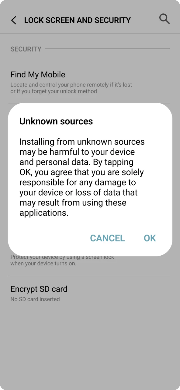 Allow installation from unknown sources to set up the Betacular app.