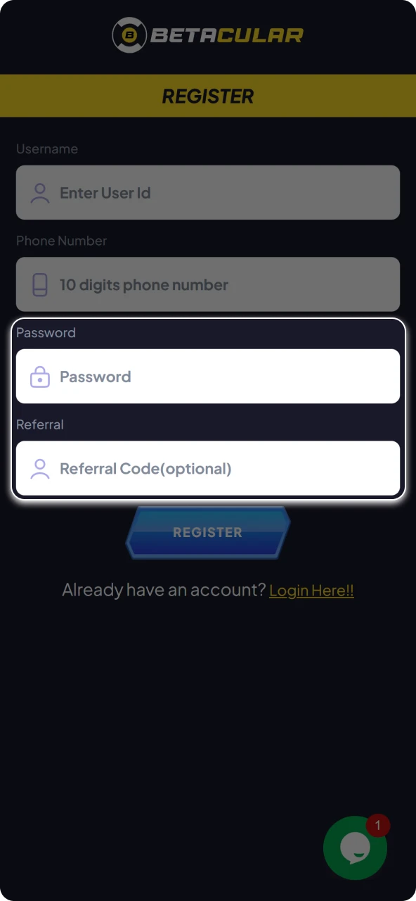 Make up a password to secure your personal Betacular app account.